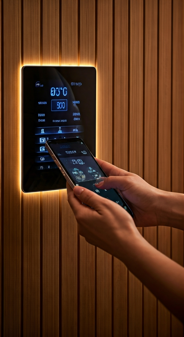 12 Innovative Sauna Accessories Ideas for Modern Saunas 3 Modern sauna with smart control panel