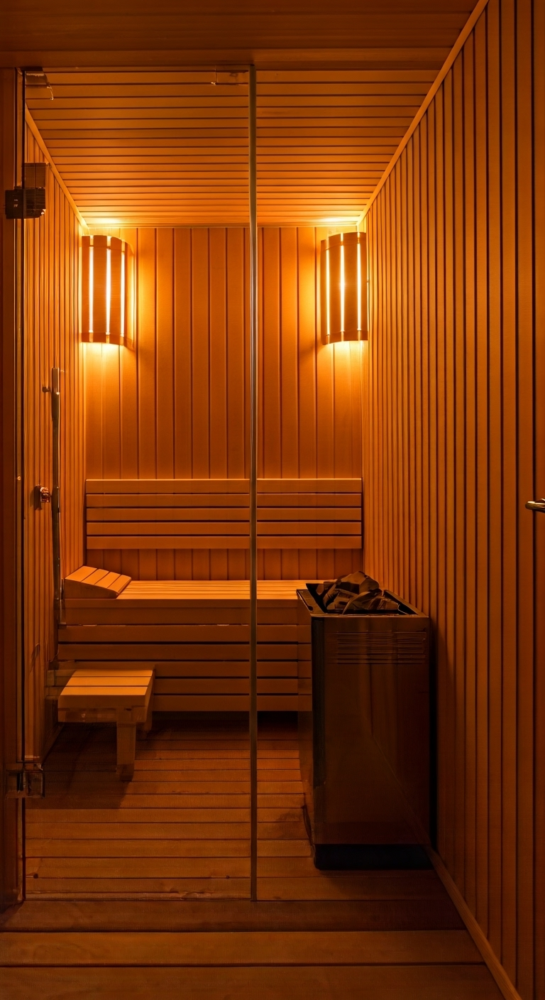 Sauna Aesthetic: A Complete Guide to Home Saunas 4 Serene home sauna with wood and soft lighting